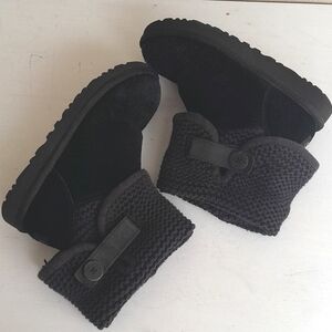 Ugg Shaina Knit Boots Womens Size 7 Black Dark Coquette Boho Preppy 1012534